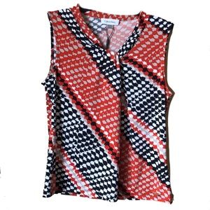 Calvin Klein Abstract Pattern Twist Neckline Top